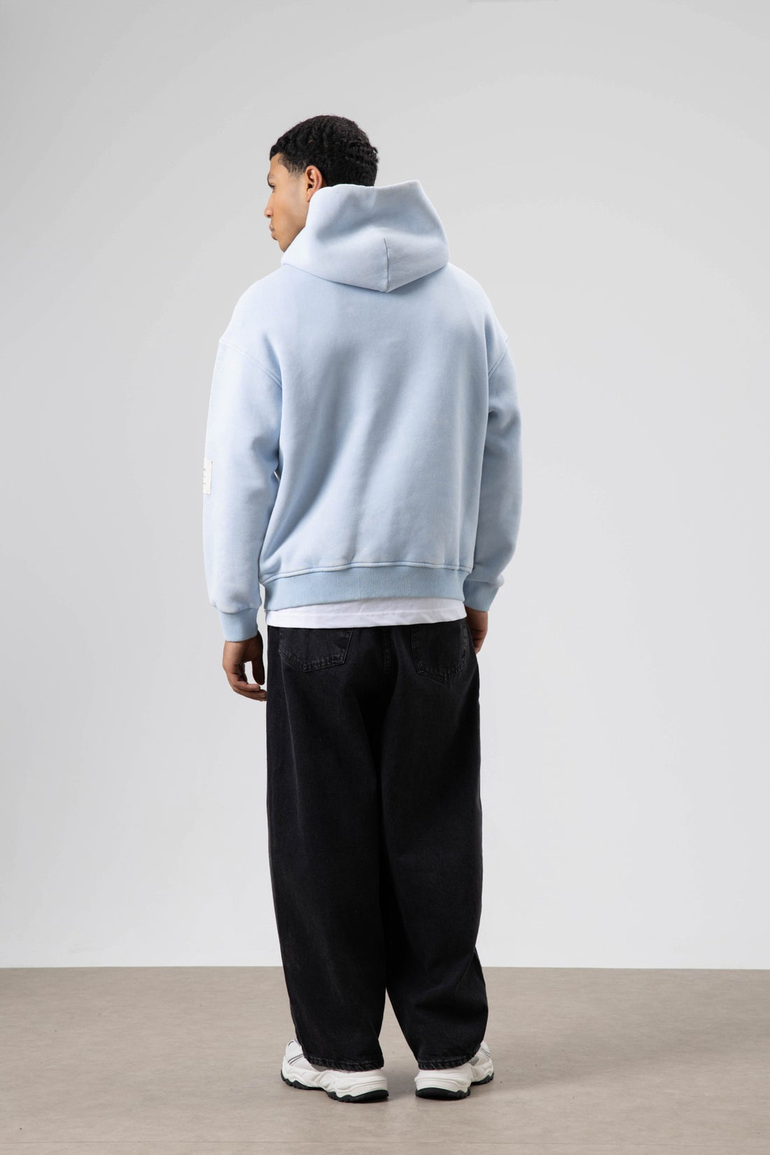 Kart Detaylı Yıkamalı Oversize Sweatshirt