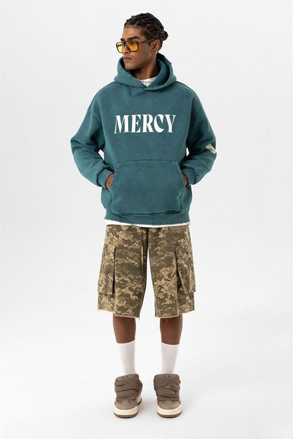 Kart Detaylı Yıkamalı Oversize Sweatshirt