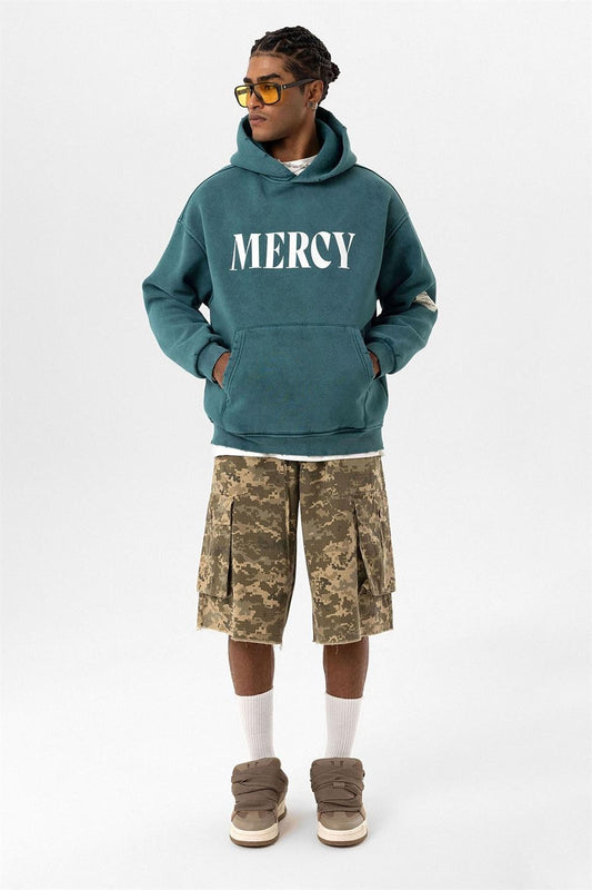 Kart Detaylı Yıkamalı Oversize Sweatshirt