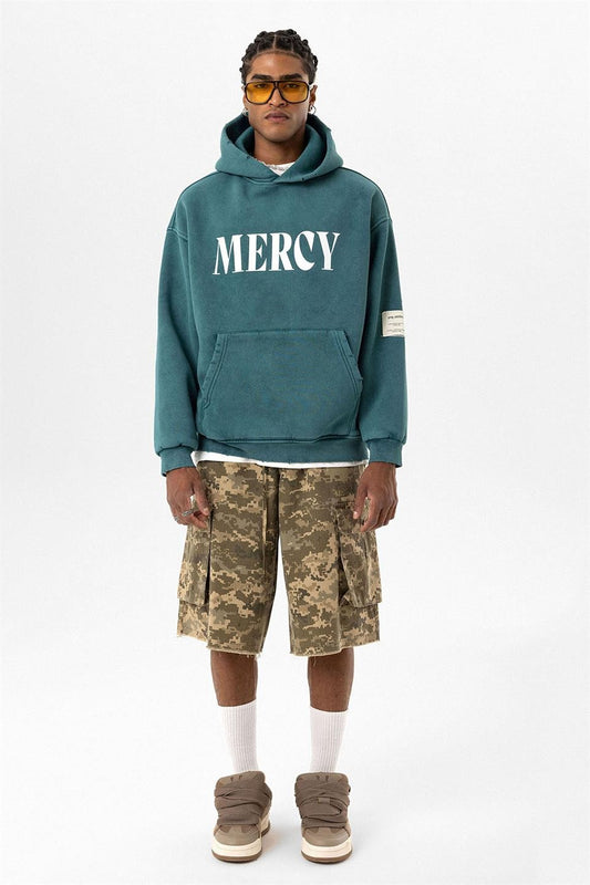 Kart Detaylı Yıkamalı Oversize Sweatshirt