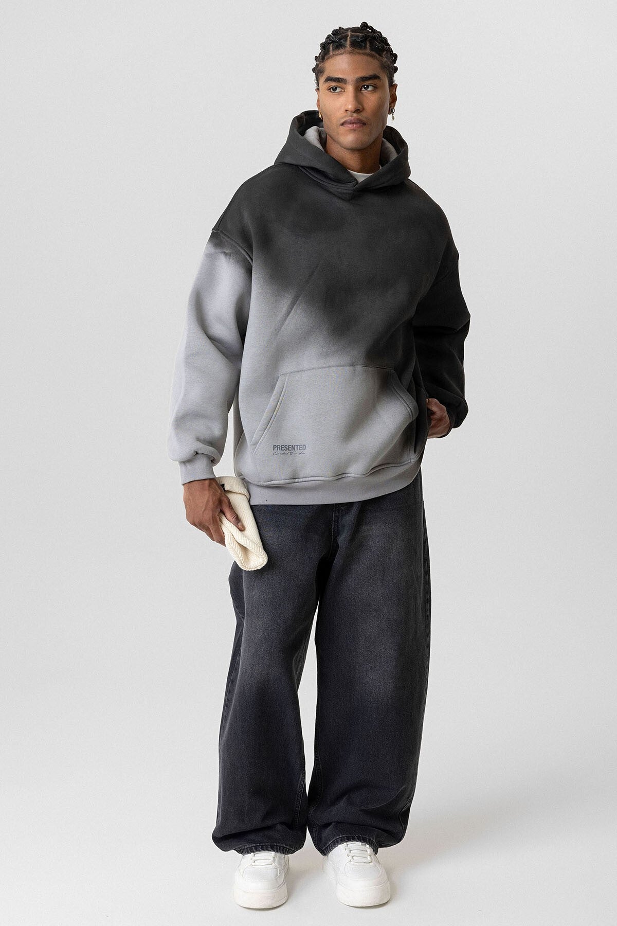 Renk Geçişli Oversize Kapüşonlu Sweatshirt