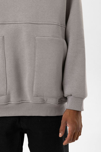 Çift Cep Fermuar Detaylı Kapüşonlu Sweatshirt