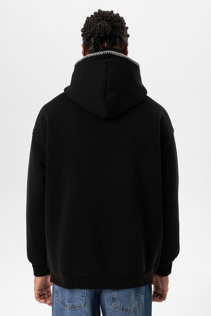 Yazı Detaylı Kapüşonlu Oversize Swaetshırt