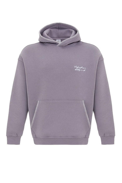 Yazı Detaylı Kapüşonlu Oversize Swaetshırt