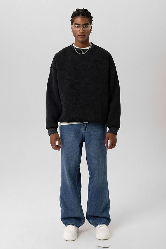 Yıkamalı Basic Oversize Sweatshirt
