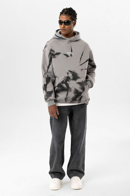 Renk Detaylı Kapüşonlu Oversize Sweatshirt