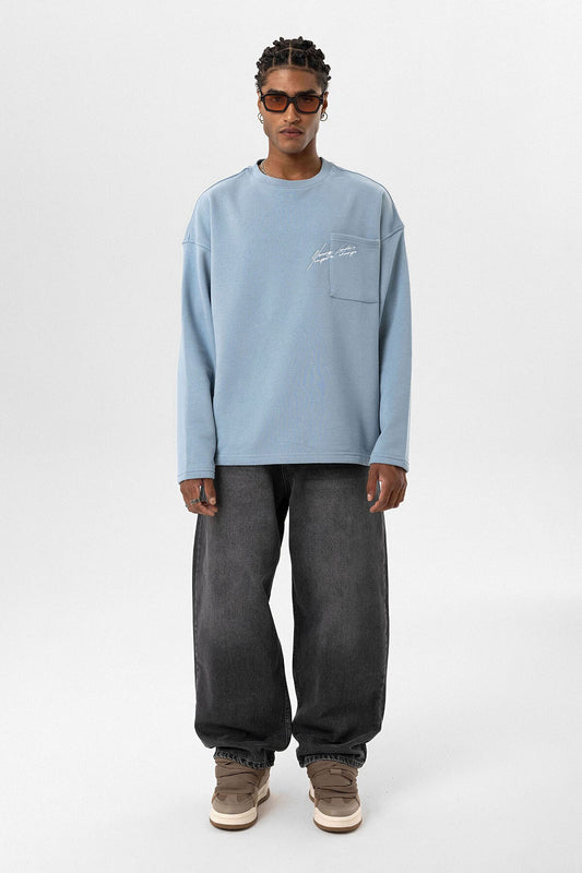 Cep Detaylı Oversize Sweatshirt