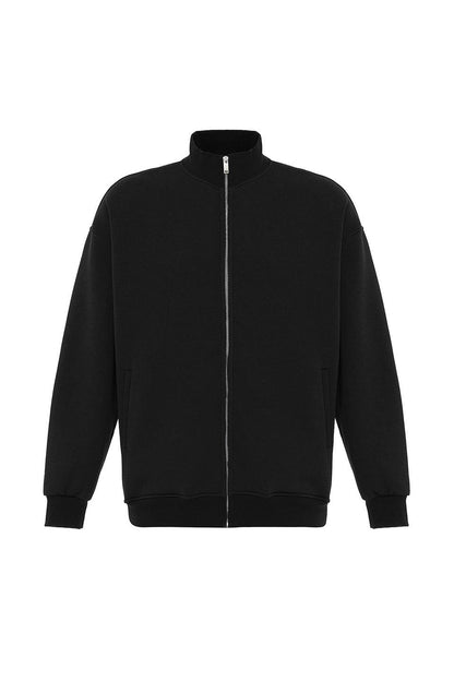 Basic Fermuarlı Oversize Sweatshirt