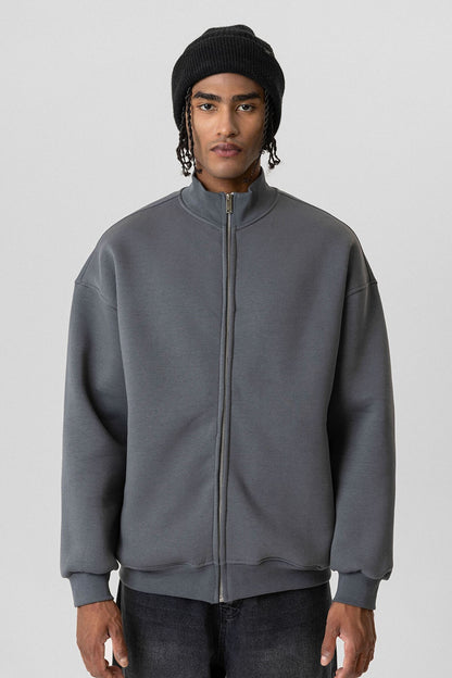 Basic Fermuarlı Oversize Sweatshirt