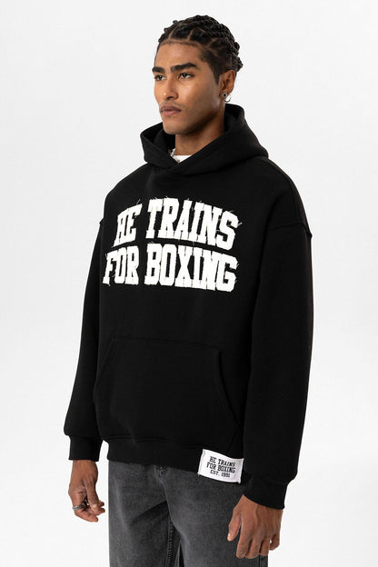 Yazı Baskılı Oversize Kapüşonlu Sweatshirt