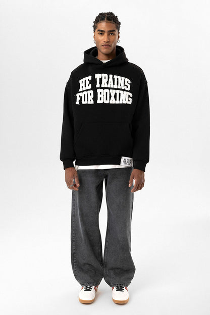 Yazı Baskılı Oversize Kapüşonlu Sweatshirt