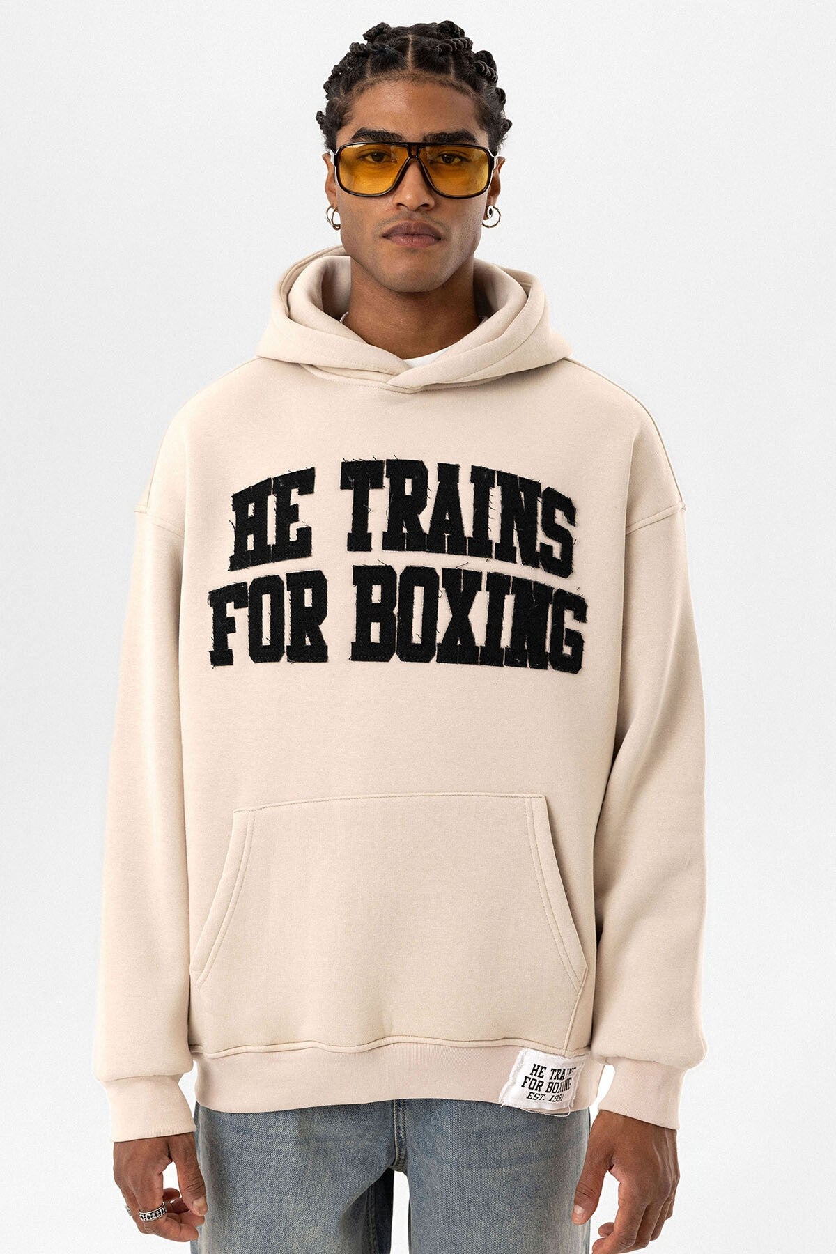 Yazı Baskılı Oversize Kapüşonlu Sweatshirt