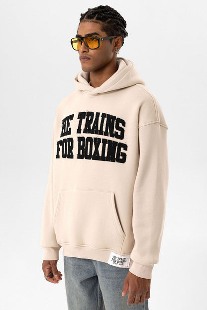 Yazı Baskılı Oversize Kapüşonlu Sweatshirt