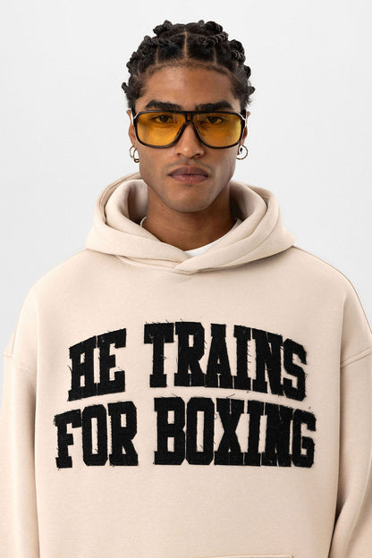 Yazı Baskılı Oversize Kapüşonlu Sweatshirt