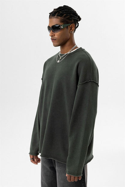 Yıkamalı Sırt Detaylı Oversize Sweatshirt