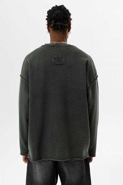 Yıkamalı Sırt Detaylı Oversize Sweatshirt