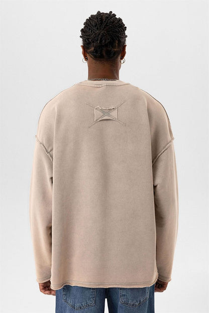 Yıkamalı Sırt Detaylı Oversize Sweatshirt