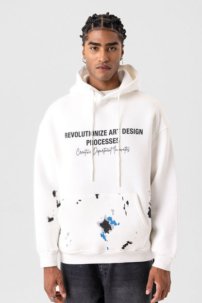 Renk Detaylı Oversize Kapüşonlu Sweatshirt