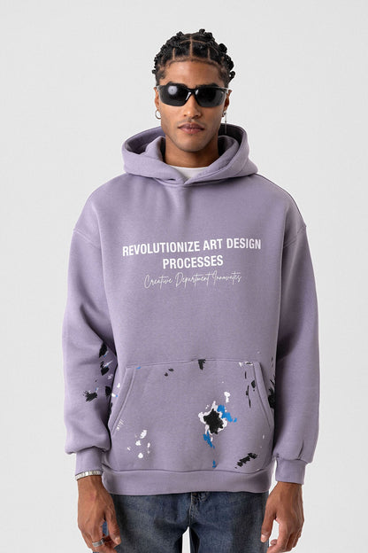 Renk Detaylı Oversize Kapüşonlu Sweatshirt