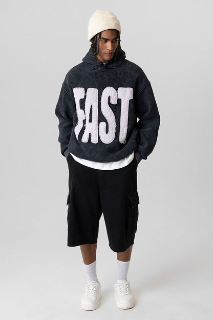 Yıkamalı Oversize Kapüşonlu Sweatshirt V10-50