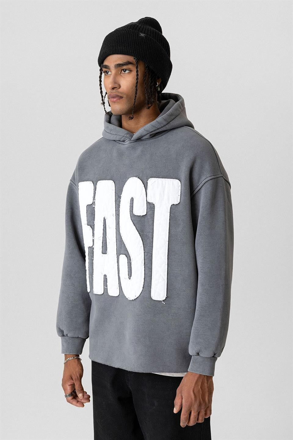 Yıkamalı Oversize Kapüşonlu Sweatshirt V10-50