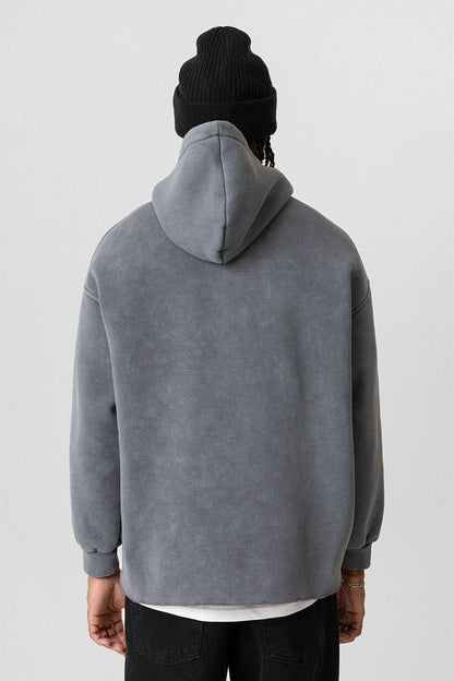 Yıkamalı Oversize Kapüşonlu Sweatshirt V10-50