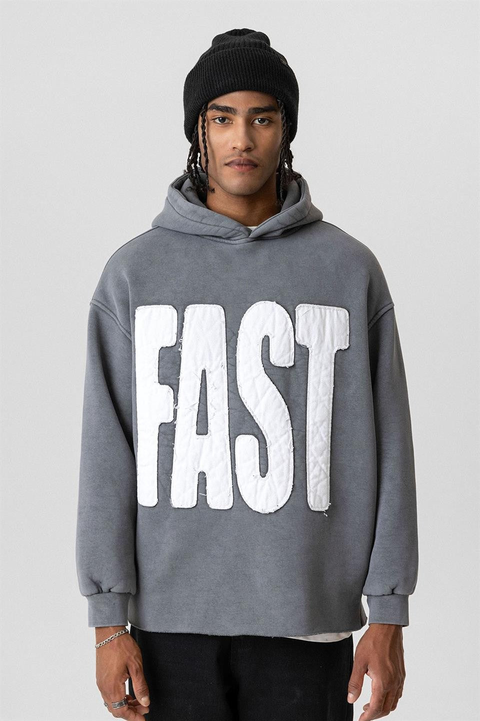 Yıkamalı Oversize Kapüşonlu Sweatshirt V10-50