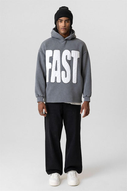 Yıkamalı Oversize Kapüşonlu Sweatshirt V10-50