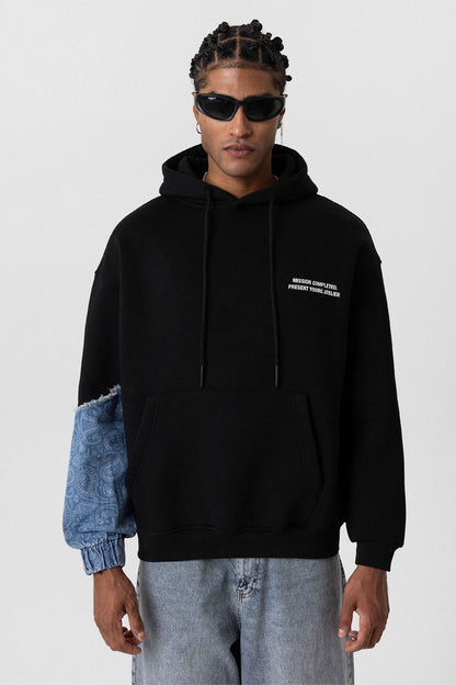 Kapüşonlu Kol Detaylı Oversize Sweatshirt
