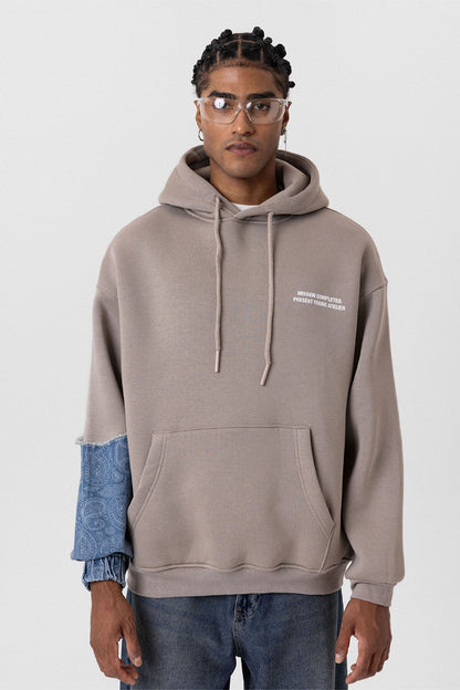 Kapüşonlu Kol Detaylı Oversize Sweatshirt