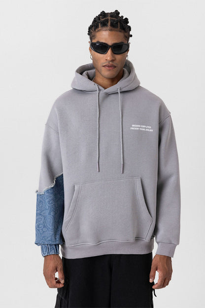 Kapüşonlu Kol Detaylı Oversize Sweatshirt