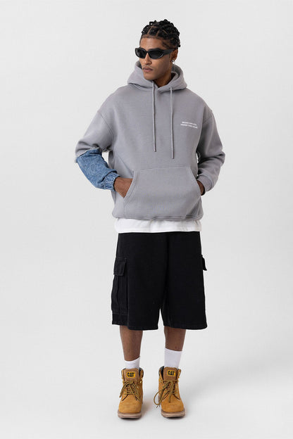 Kapüşonlu Kol Detaylı Oversize Sweatshirt