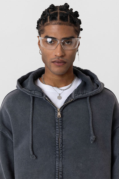 Premıum Yıkamalı Fermuarlı Oversize Sweatshirt