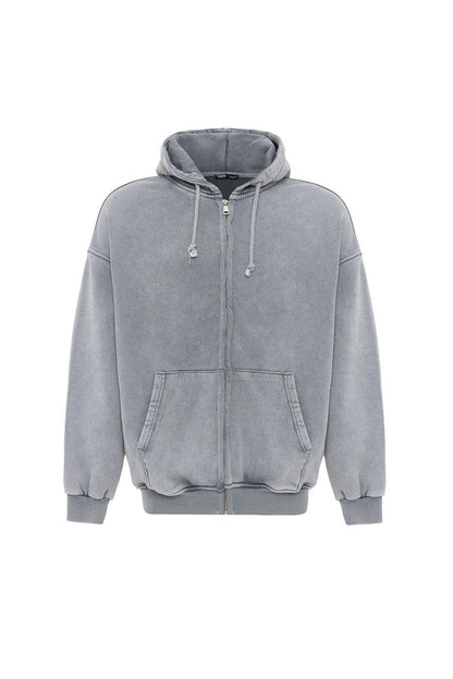 Premıum Yıkamalı Fermuarlı Oversize Sweatshirt