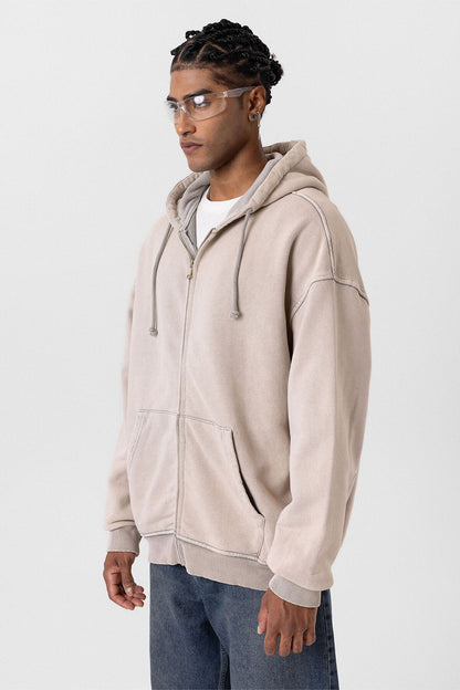 Premıum Yıkamalı Fermuarlı Oversize Sweatshirt