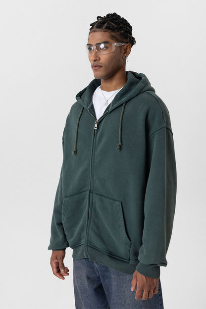 Premıum Yıkamalı Fermuarlı Oversize Sweatshirt