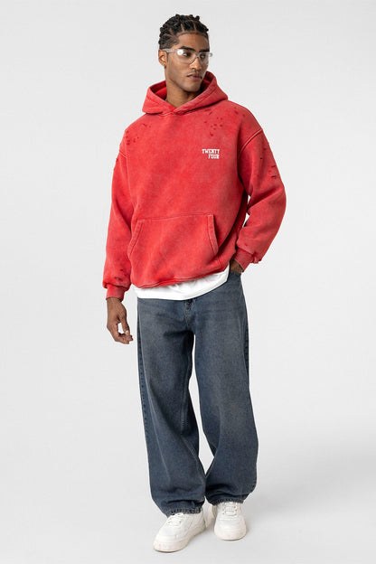 Yıkamalı Yazı Detaylı Oversize Sweatshirt