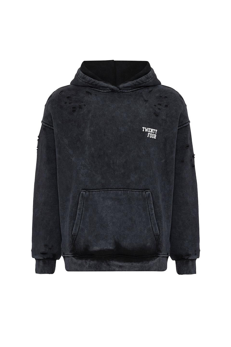Yıkamalı Yazı Detaylı Oversize Sweatshirt