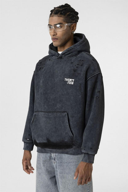 Yıkamalı Yazı Detaylı Oversize Sweatshirt