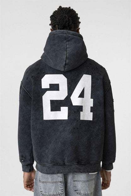 Yıkamalı Yazı Detaylı Oversize Sweatshirt