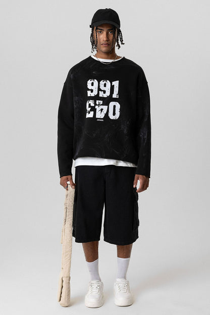 Yazı Detaylı Oversize Sweatshirt