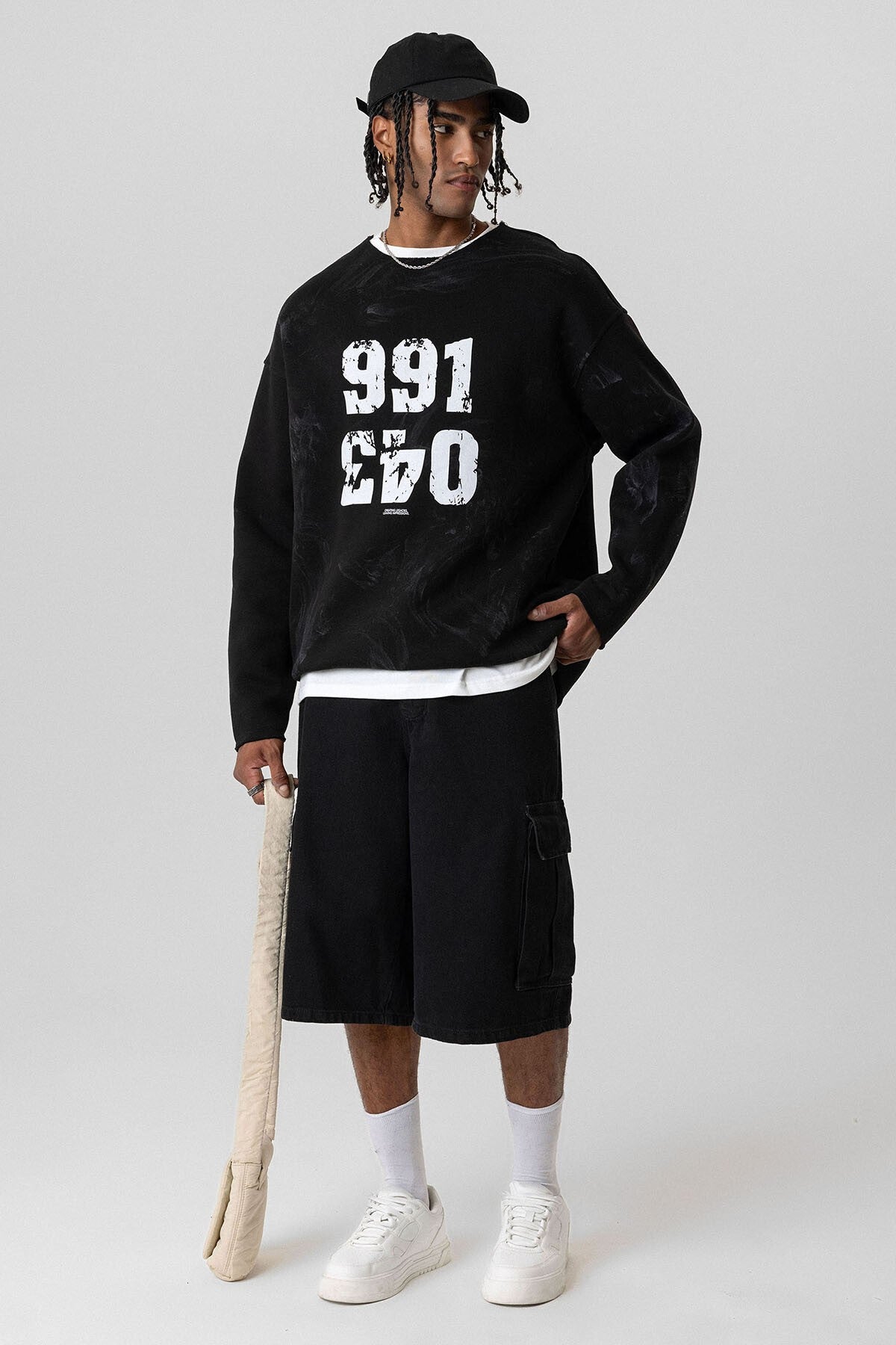 Yazı Detaylı Oversize Sweatshirt