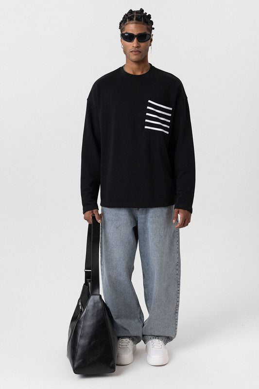 Cep Detaylı Oversize Sweatshirt