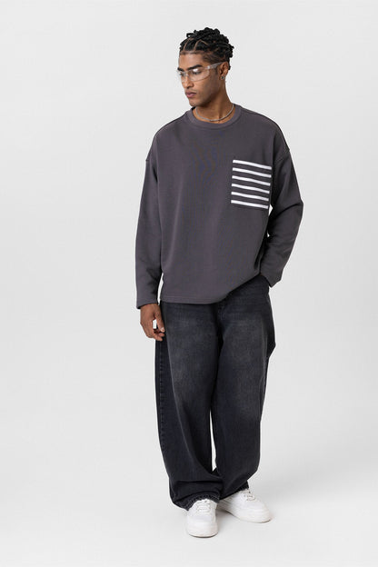 Cep Detaylı Oversize Sweatshirt