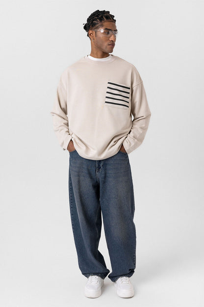 Cep Detaylı Oversize Sweatshirt