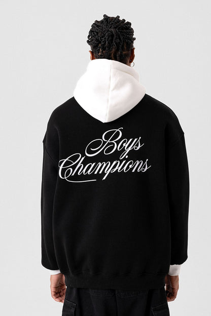 Yazı Detaylı Oversize Kapüşonlu Sweatshirt