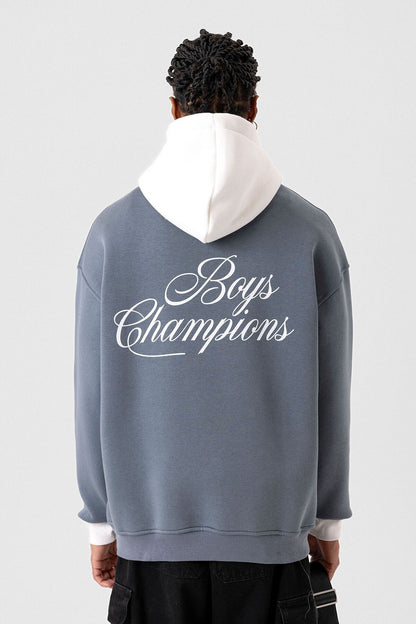 Yazı Detaylı Oversize Kapüşonlu Sweatshirt
