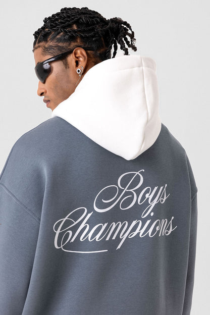 Yazı Detaylı Oversize Kapüşonlu Sweatshirt