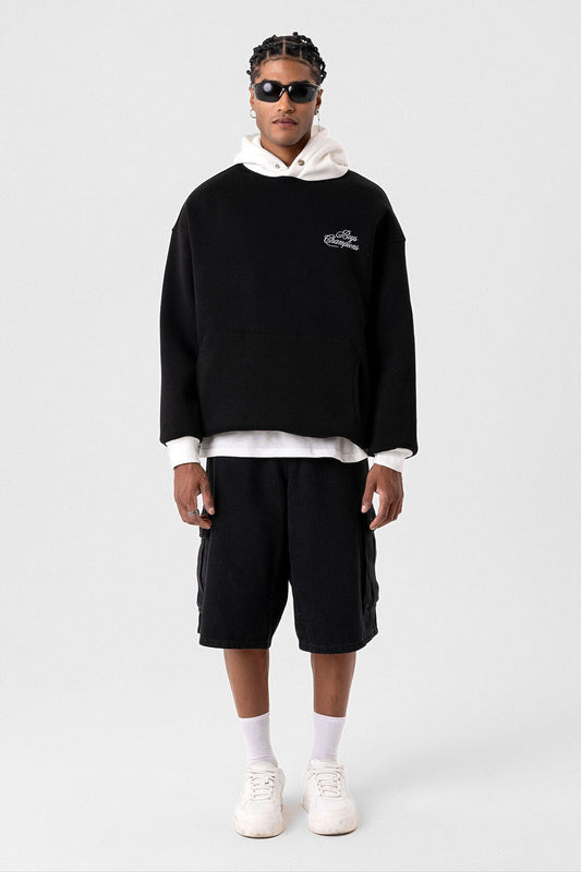 Yazı Detaylı Oversize Kapüşonlu Sweatshirt