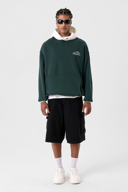 Yazı Detaylı Oversize Kapüşonlu Sweatshirt